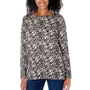 SERRANI Long Sleeve Animal Print Tunic Top with Side Slits ~ Women's Size XXL